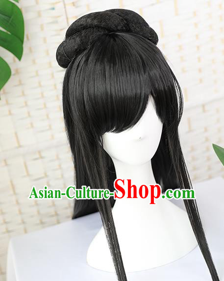 China Traditional Han Dynasty Princess Wiggery Headdress Handmade Ancient Young Beauty Wig Sheath