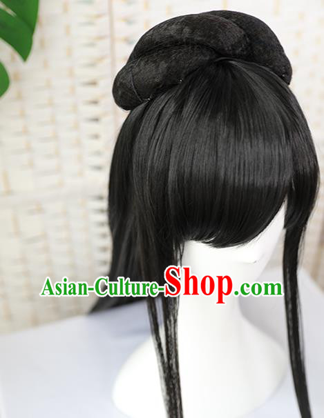 China Traditional Han Dynasty Princess Wiggery Headdress Handmade Ancient Young Beauty Wig Sheath