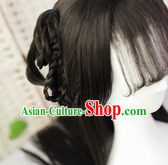 China Traditional Song Dynasty Servant Girl Wiggery Headdress Handmade Ancient Maid Lady Wig Sheath