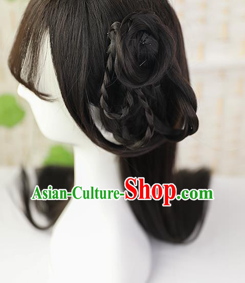 China Traditional Song Dynasty Servant Girl Wiggery Headdress Handmade Ancient Maid Lady Wig Sheath