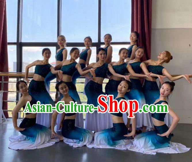 China Handmade Peacock Dance Green Dress Outfits Traditional Dai Nationality Folk Dance Clothing