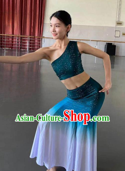 China Handmade Peacock Dance Green Dress Outfits Traditional Dai Nationality Folk Dance Clothing
