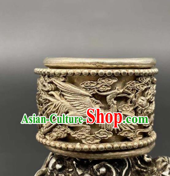 China National Silver Carving Dragon Ring Handmade Jewelry Accessories Traditional Thimble Circlet