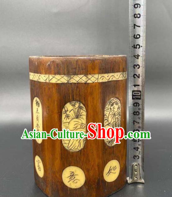 China Traditional Bamboo Brush Pot Handmade Tubular Penrack