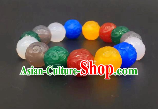 China National Colorful Beads Bracelet Handmade Jewelry Accessories Traditional Agate Bangle