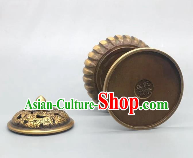 Handmade Chinese Carving Pumpkin Censer Ornaments Traditional Brass Incense Burner Accessories