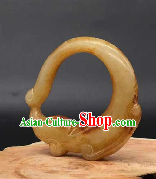 China Traditional Jade Pendant Handmade Carving Dragon Hand Piece