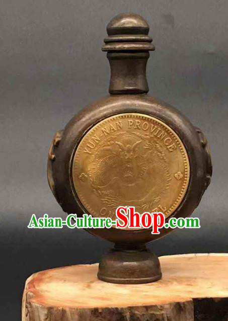 Handmade Chinese Carving Pi Xiu Snuff Bottle Ornaments Brass Accessories