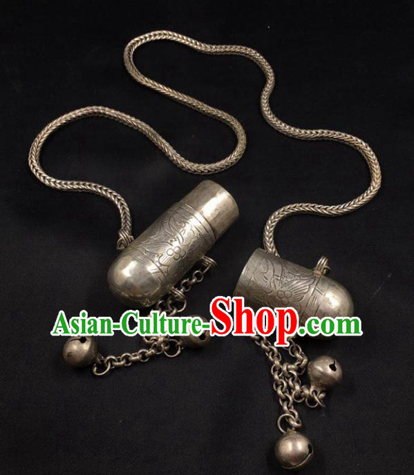 Chinese Handmade Bells Tassel Necklet Classical Ethnic Accessories National Silver Necklace Pendant Jewelry