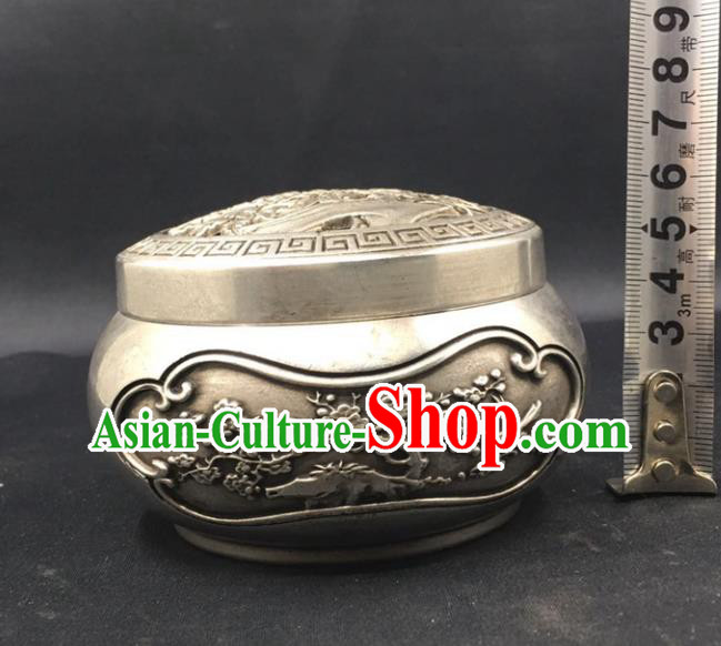 Handmade Chinese Carving Plum Blossom Censer Ornaments Traditional Brass Incense Burner Cupronickel Accessories