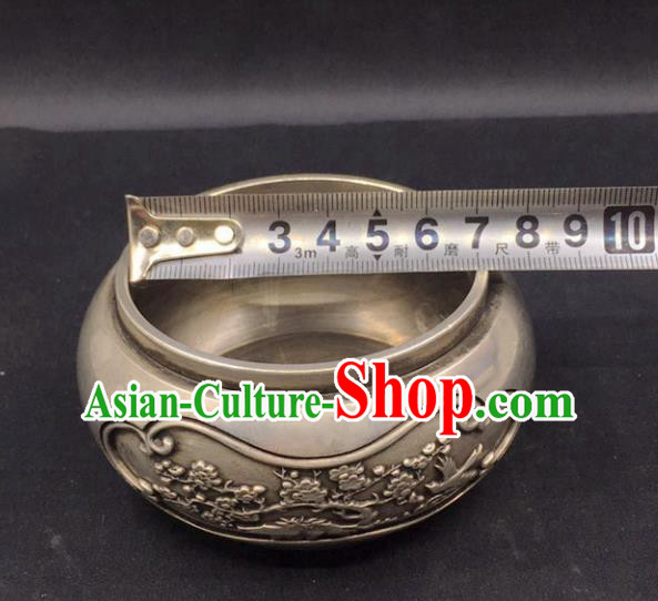Handmade Chinese Carving Plum Blossom Censer Ornaments Traditional Brass Incense Burner Cupronickel Accessories