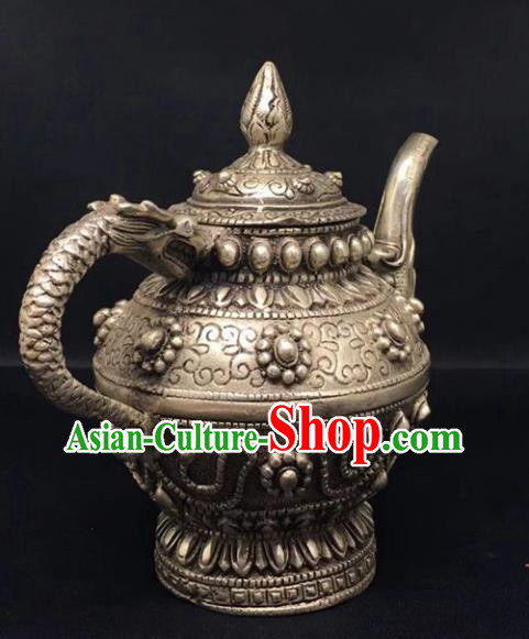 Handmade Chinese Cupronickel Teapot Traditional Brass Accessories Carving Eight Treasures Kettle Ornaments