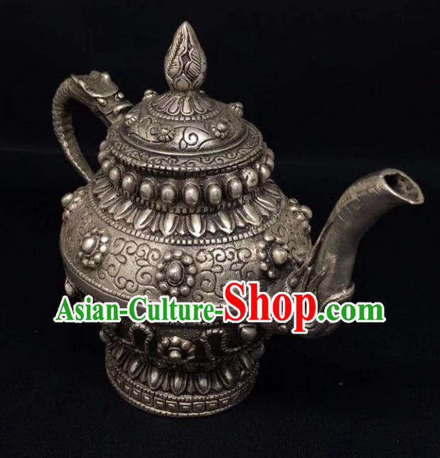 Handmade Chinese Cupronickel Teapot Traditional Brass Accessories Carving Eight Treasures Kettle Ornaments