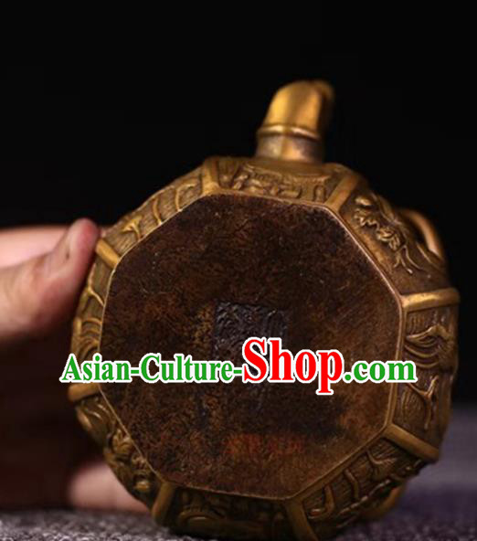 Handmade Chinese Carving Mandarin Duck Teapot Ornaments Traditional Brass Accessories Tea Kettle