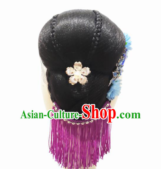 China Traditional Umbrella Dance Wig Chignon Classical Dance Hair Accessories