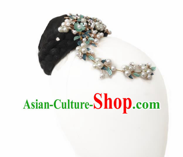 China Traditional Ethnic Peacock Dance Wig Chignon Dai Nationality Folk Dance Hair Accessories