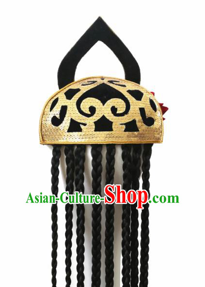 China Traditional Uyghur Nationality Hat Handmade Ethnic Women Folk Dance Braid Hair Accessories