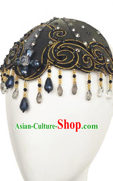 Traditional China Folk Dance Headwear Classical Dance Hair Accessories Black Tassel Top Hat