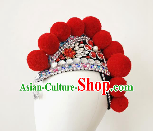 China Folk Dance Hair Accessories Traditional Yi Ethnic Red Cockscomb Hat