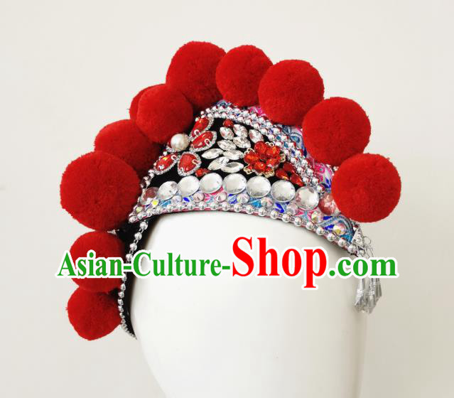 China Folk Dance Hair Accessories Traditional Yi Ethnic Red Cockscomb Hat