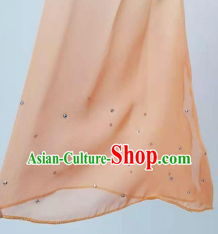 China Traditional Folk Dance Clothing Women Fan Dance Orange Blouse and Pants Outfits