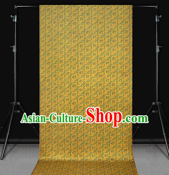 Chinese Royal Dragon Pattern Yellow Song Brocade Gambiered Guangdong Gauze Traditional Cheongsam Silk Fabric