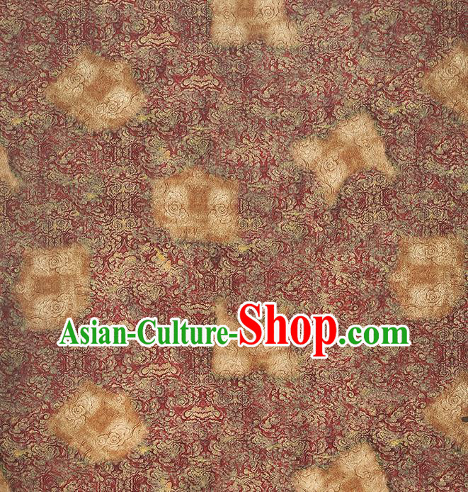 Chinese Royal Clouds Pattern Dark Red Brocade Traditional Cheongsam Silk Fabric Gambiered Guangdong Gauze