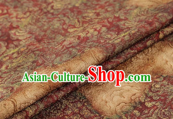 Chinese Royal Clouds Pattern Dark Red Brocade Traditional Cheongsam Silk Fabric Gambiered Guangdong Gauze