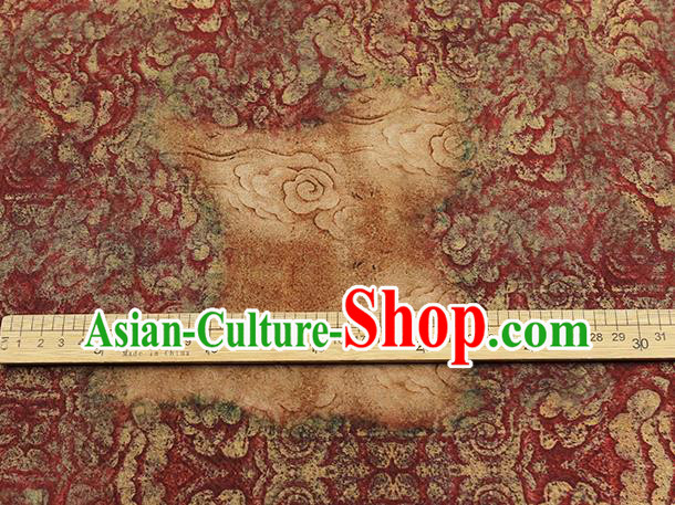 Chinese Royal Clouds Pattern Dark Red Brocade Traditional Cheongsam Silk Fabric Gambiered Guangdong Gauze