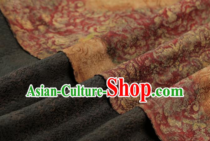 Chinese Royal Clouds Pattern Dark Red Brocade Traditional Cheongsam Silk Fabric Gambiered Guangdong Gauze