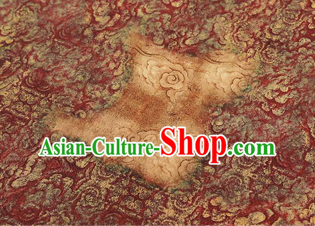 Chinese Royal Clouds Pattern Dark Red Brocade Traditional Cheongsam Silk Fabric Gambiered Guangdong Gauze