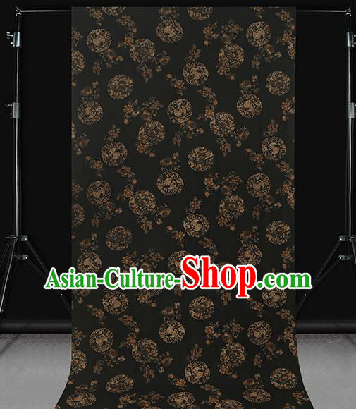 Chinese Royal Peony Pattern Brocade Traditional Cheongsam Silk Fabric Black Gambiered Guangdong Gauze