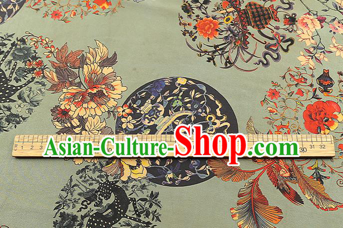 Chinese Traditional Silk Fabric Royal Peony Pattern Cheongsam Drapery Light Green Gambiered Guangdong Gauze