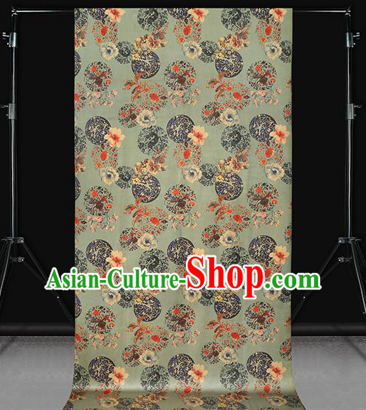 Chinese Traditional Silk Fabric Royal Peony Pattern Cheongsam Drapery Light Green Gambiered Guangdong Gauze