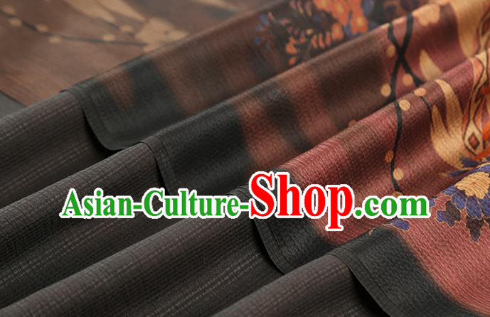 Chinese Traditional Purple Silk Fabric Gambiered Guangdong Gauze Royal Phoenix Pattern Cheongsam Cloth Drapery
