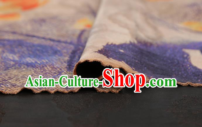 China Traditional Silk Fabric Classical Lotus Pattern Gambiered Guangdong Gauze Cheongsam Drapery