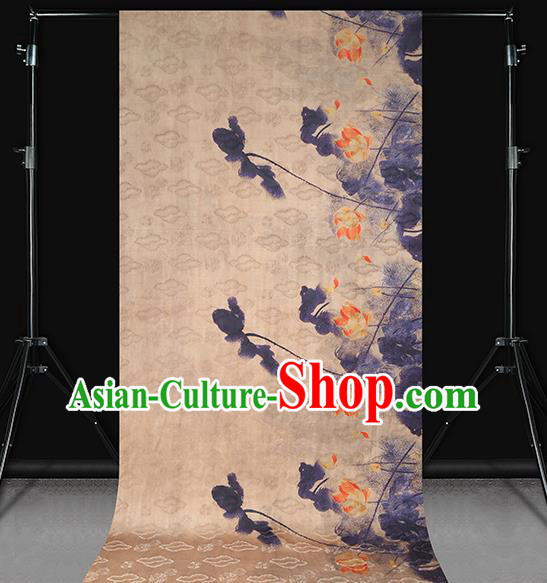 China Traditional Silk Fabric Classical Lotus Pattern Gambiered Guangdong Gauze Cheongsam Drapery