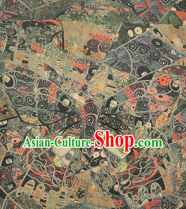 Chinese Classical Butterfly Pattern Gambiered Guangdong Gauze Drapery Brocade Cloth Traditional Cheongsam Silk Fabric