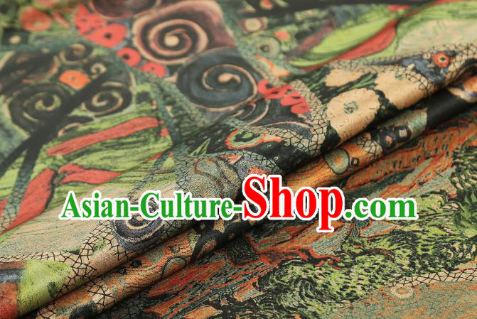 Chinese Classical Butterfly Pattern Gambiered Guangdong Gauze Drapery Brocade Cloth Traditional Cheongsam Silk Fabric