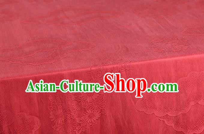 Chinese Traditional Jacquard Red Gambiered Guangdong Gauze Cheongsam Silk Drapery Classical Chrysanthemum Pattern Brocade Fabric