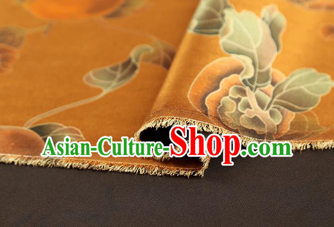 Chinese Traditional Orange Gambiered Guangdong Gauze Cheongsam Silk Drapery Classical Persimmon Pattern Brocade Fabric