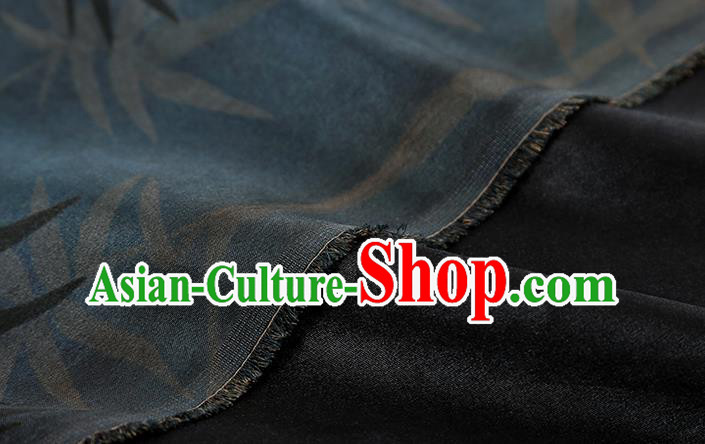 Chinese Traditional Navy Gambiered Guangdong Gauze Cheongsam Silk Drapery Classical Bamboo Pattern Brocade Fabric
