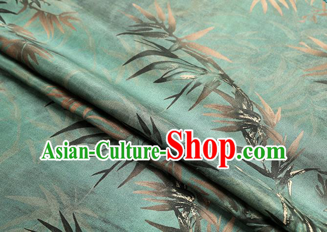 Chinese Cheongsam Silk Drapery Classical Bamboo Pattern Brocade Fabric Traditional Green Gambiered Guangdong Gauze