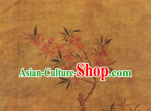 China Traditional Printing Beauty Silk Fabric Cheongsam Drapery Classical Ginger Gambiered Guangdong Gauze