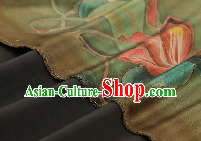 Chinese Traditional Green Silk Drapery Cheongsam Gambiered Guangdong Gauze Fabric Classical Flowers Pattern Brocade