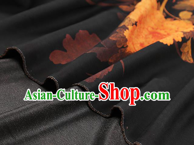 Chinese Classical Peony Pattern Brocade Black Gambiered Guangdong Gauze Fabric Traditional Cheongsam Silk Drapery