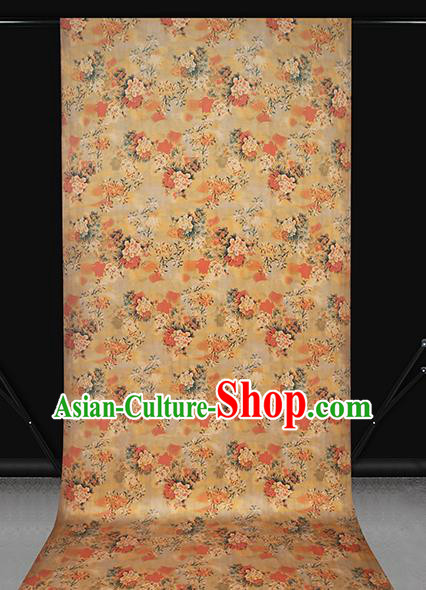 Chinese Traditional Cheongsam Silk Drapery Brocade Fabric Classical Peony Pattern Ginger Gambiered Guangdong Gauze