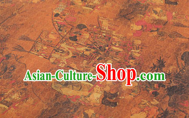 Chinese Traditional Cheongsam Brown Silk Drapery Classical Pedlar Pattern Gambiered Guangdong Gauze Brocade Fabric