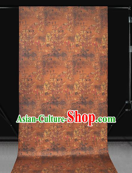 Chinese Traditional Cheongsam Brown Silk Drapery Classical Pedlar Pattern Gambiered Guangdong Gauze Brocade Fabric