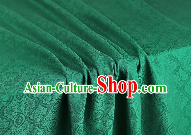 Chinese Jacquard Green Brocade Fabric Traditional Cheongsam Gambiered Guangdong Gauze Classical Silk Drapery